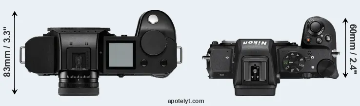 Compare Leica SL2-S versus Z50 top