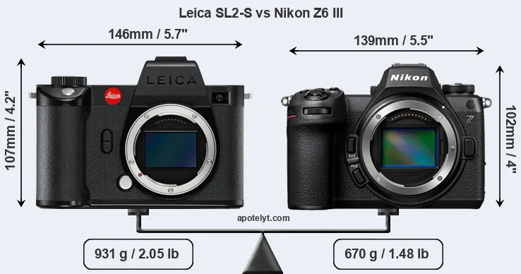 Size Leica SL2-S vs Nikon Z6 III