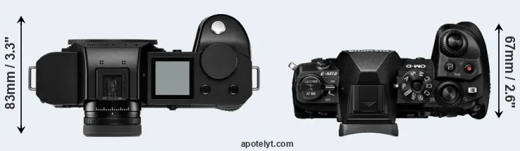Compare Leica SL2-S versus E-M1 II top