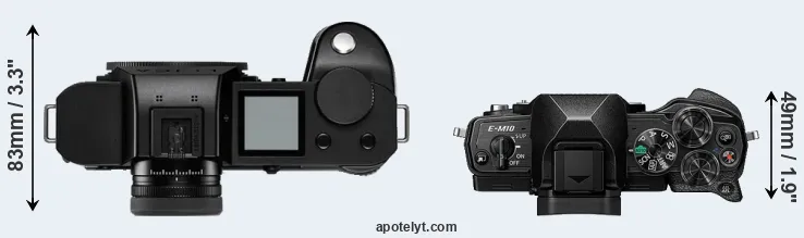 Compare Leica SL2-S versus E-M10 IV top