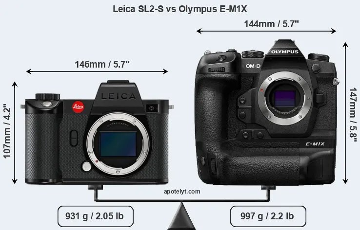 Size Leica SL2-S vs Olympus E-M1X