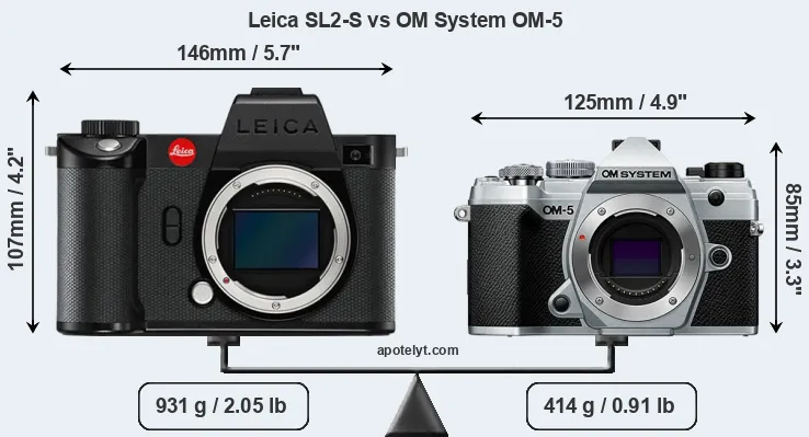 Size Leica SL2-S vs OM System OM-5