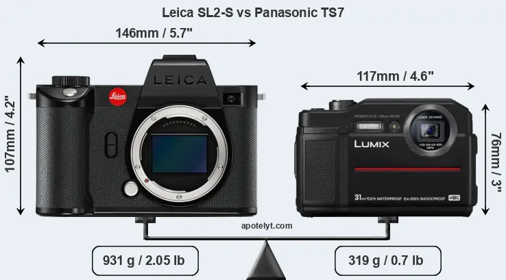 Size Leica SL2-S vs Panasonic TS7