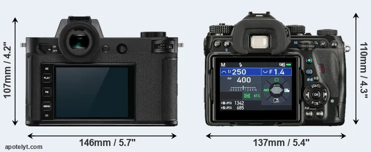 Comparison Leica SL2-S or K-1 II rear