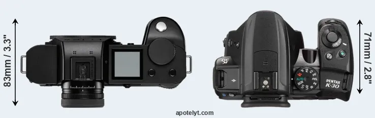 Compare Leica SL2-S versus K-30 top