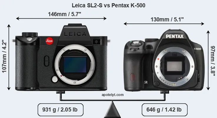 Size Leica SL2-S vs Pentax K-500