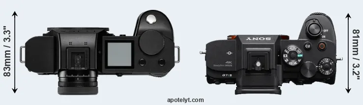 Compare Leica SL2-S versus A7S III top