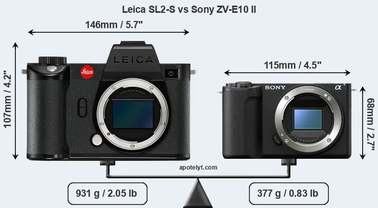 Size Leica SL2-S vs Sony ZV-E10 II