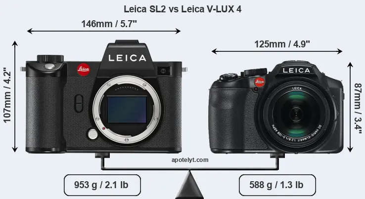 Size Leica SL2 vs Leica V-LUX 4