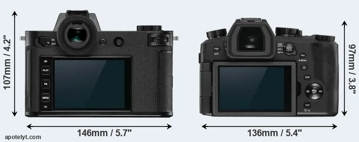 Comparison Leica SL2 or V-LUX 5 rear