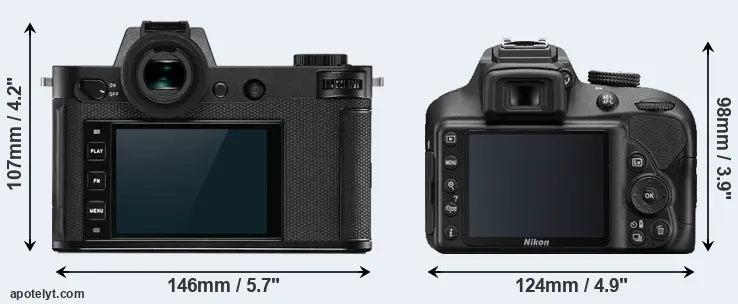 Comparison Leica SL2 or D3400 rear