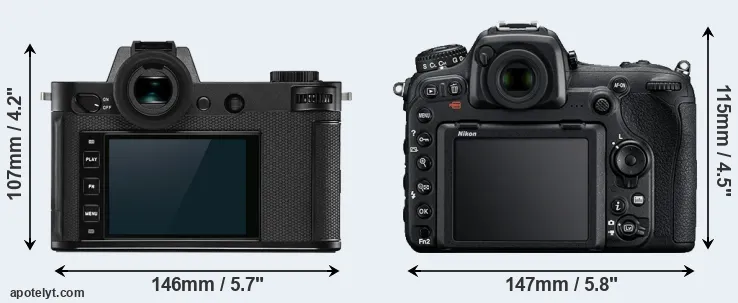 Comparison Leica SL2 or D500 rear