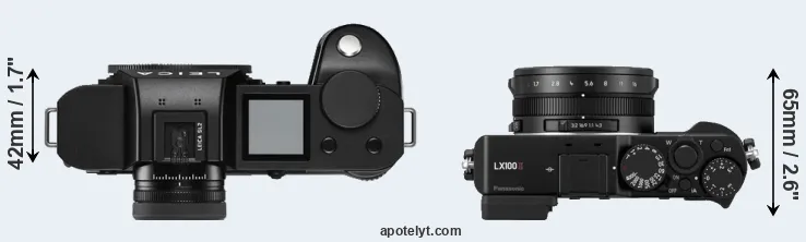 Compare Leica SL2 versus LX100 II top