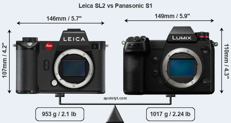 Size Leica SL2 vs Panasonic S1