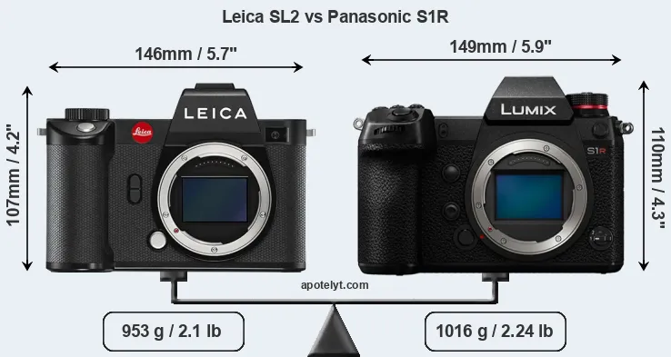 Size Leica SL2 vs Panasonic S1R