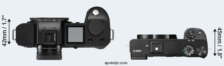Compare Leica SL2 versus A6000 top