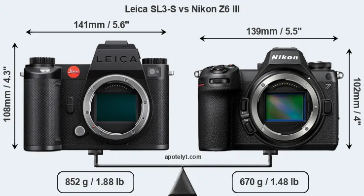 Size Leica SL3-S vs Nikon Z6 III