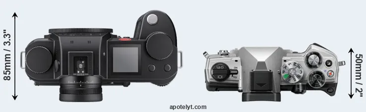 Compare Leica SL3-S versus OM-5 top