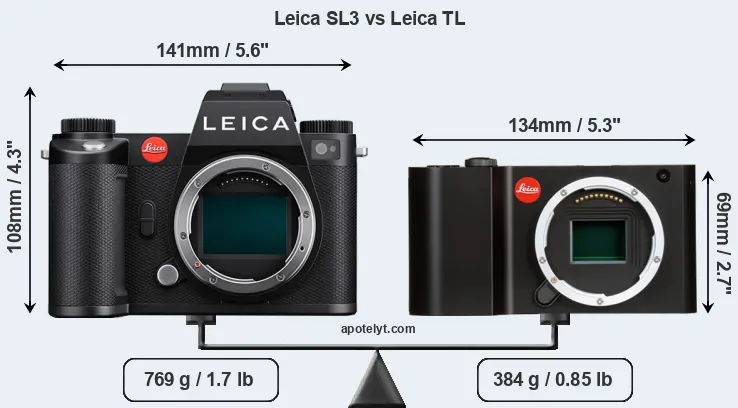 Size Leica SL3 vs Leica TL
