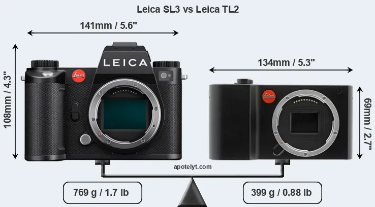 Size Leica SL3 vs Leica TL2