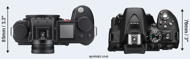 Compare Leica SL3 versus D5300 top