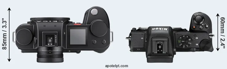 Compare Leica SL3 versus Z50 top