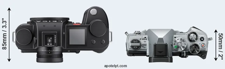 Compare Leica SL3 versus E-M5 III top