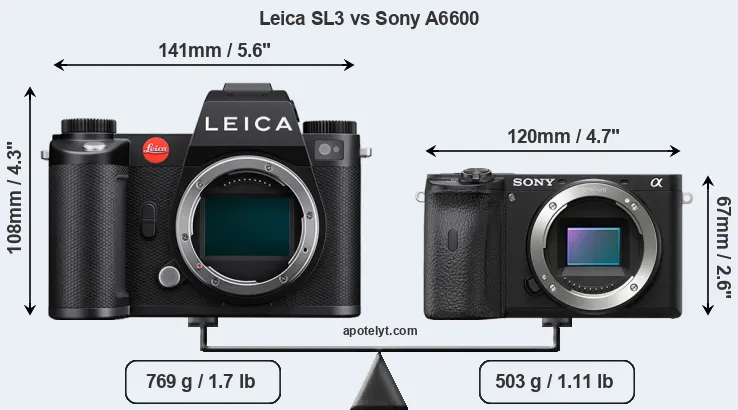 Size Leica SL3 vs Sony A6600