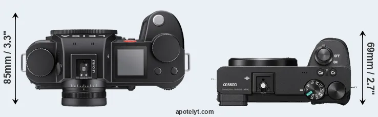 Compare Leica SL3 versus A6600 top