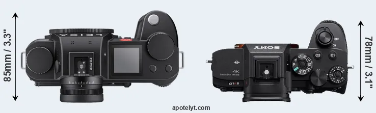 Compare Leica SL3 versus A7R IV top