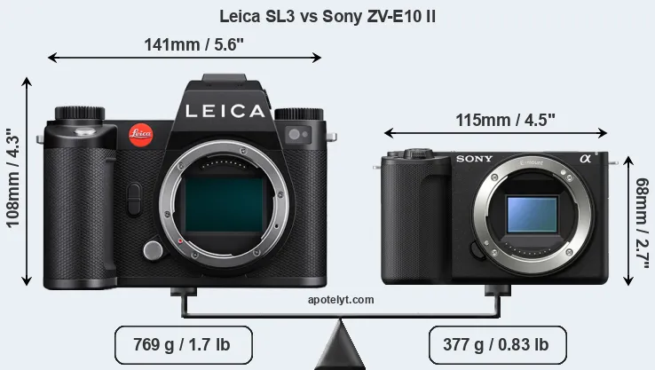 Size Leica SL3 vs Sony ZV-E10 II