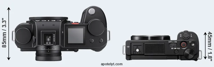 Compare Leica SL3 versus ZV-E10 top