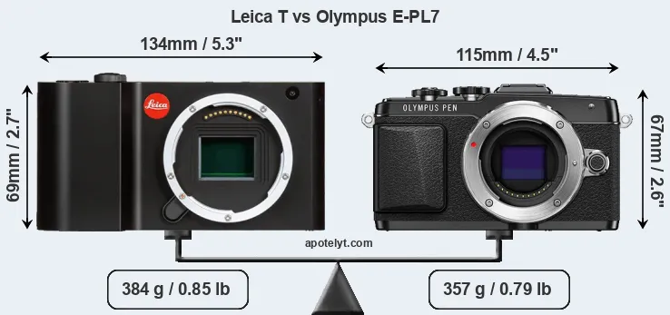 Size Leica T vs Olympus E-PL7