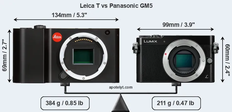 Size Leica T vs Panasonic GM5