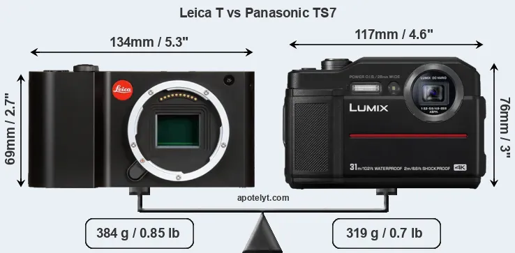Size Leica T vs Panasonic TS7