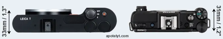 Compare T Typ 701 versus Pentax Q top
