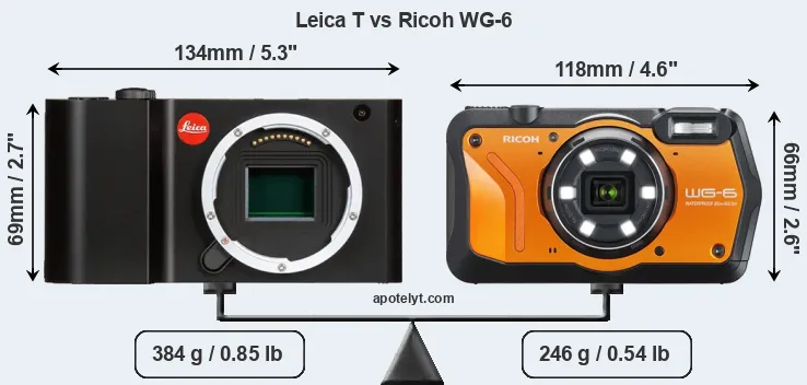 Size Leica T vs Ricoh WG-6