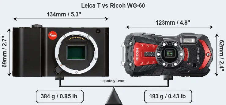 Size Leica T vs Ricoh WG-60