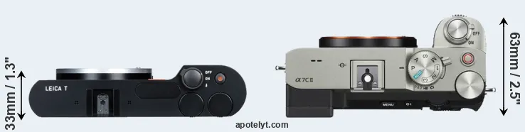 Compare T Typ 701 versus A7C II top