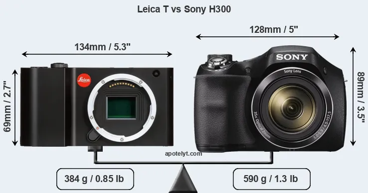 Size Leica T vs Sony H300