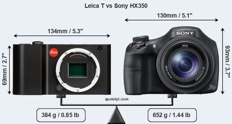 Size Leica T vs Sony HX350
