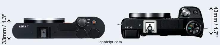 Compare T Typ 701 versus NEX-6 top