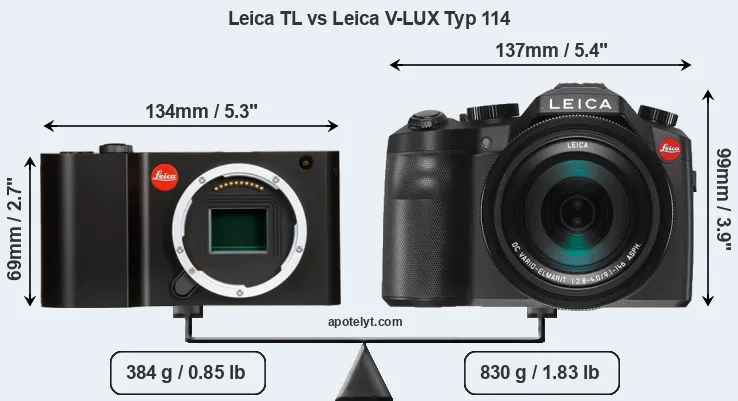 Size Leica TL vs Leica V-LUX Typ 114