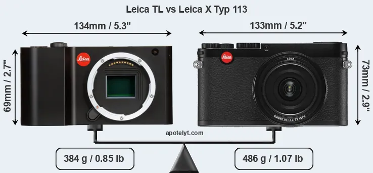 Size Leica TL vs Leica X Typ 113