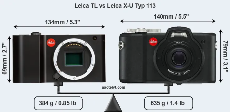 Size Leica TL vs Leica X-U Typ 113