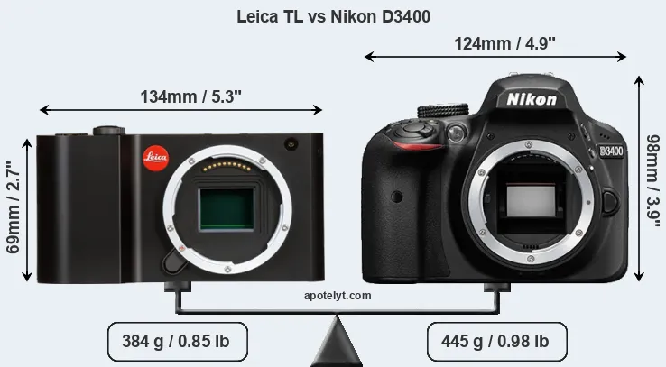 Size Leica TL vs Nikon D3400