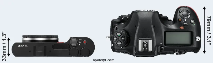 Compare TL versus D850 top