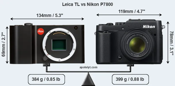 Size Leica TL vs Nikon P7800