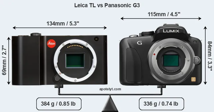 Size Leica TL vs Panasonic G3