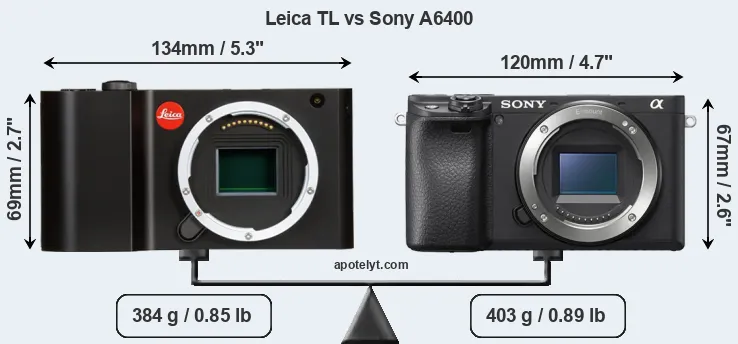 Size Leica TL vs Sony A6400